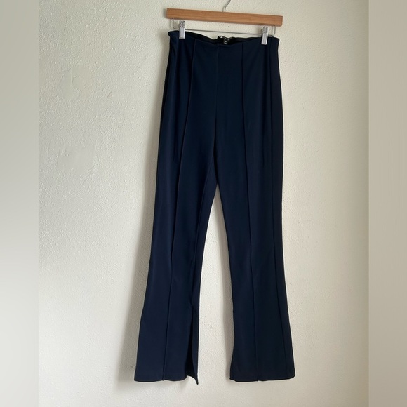 Athleta Navy Blue High Rise Flare Leg Slit Greenwich Pants Medium - Picture 2 of 10